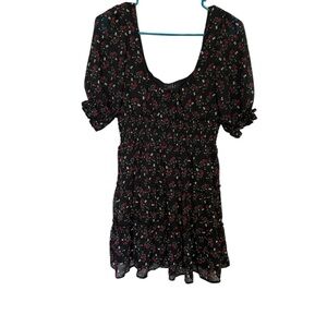 Trixxi Black Mini Dress with Red Floral Pattern